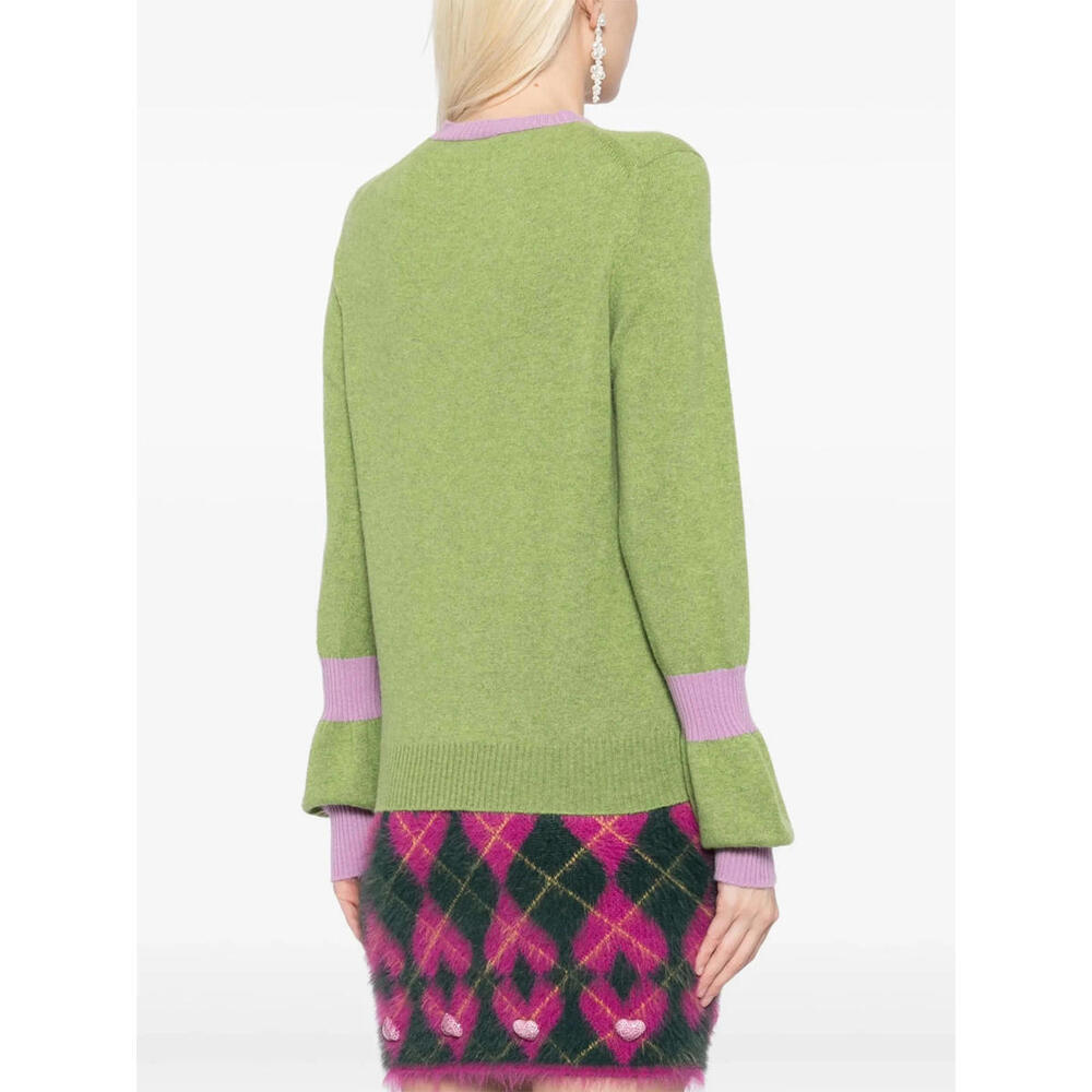 Vintage 2007 Chanel 07A Green Purple Sweater FR-36 Embroidered CC Crest Cashmere - Picture 3 of 9